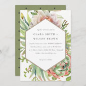 INVITATION DÉSERT BLEU VERT SUCCULENT CACTI FOLIAGE MARIAGE (Devant / Derrière)