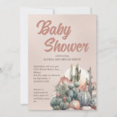 Invitation Désert Boho Chic Cactus Baby shower en terre cuite (Devant)