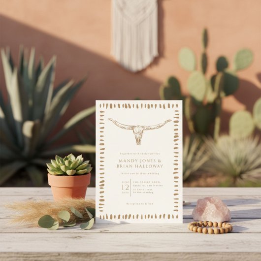 Invitation Desert Boho Cow Skull Wedding