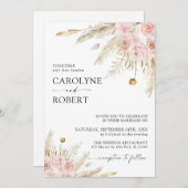 Invitation Desert Boho Pampas Grass Terracotta Mariage (Devant / Derrière)