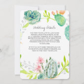 Invitation Desert Cactus Flower Succulent Aquarelle Détails (Dos)