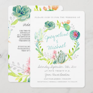 Invitation Desert Cactus Flower Succulent Aquarelle Détails