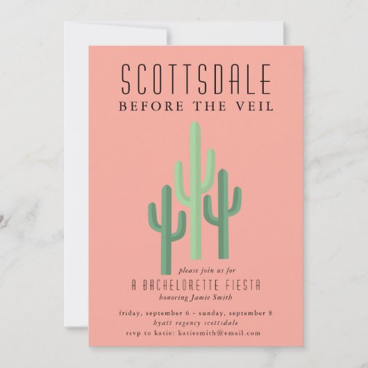 Invitation Desert Cactus Scottsdale Bachelorette (Devant)