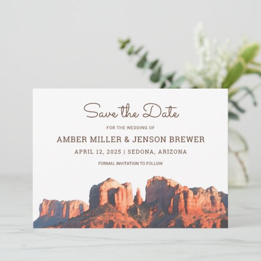 Invitation Desert Chic Sedona Enregistrer La Date (Debout devant)