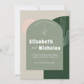 Invitation Désert de Boho minimal moderne | Cactus Green (Devant)
