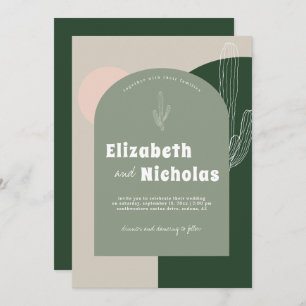 Invitation Désert de Boho minimal moderne Cactus Green