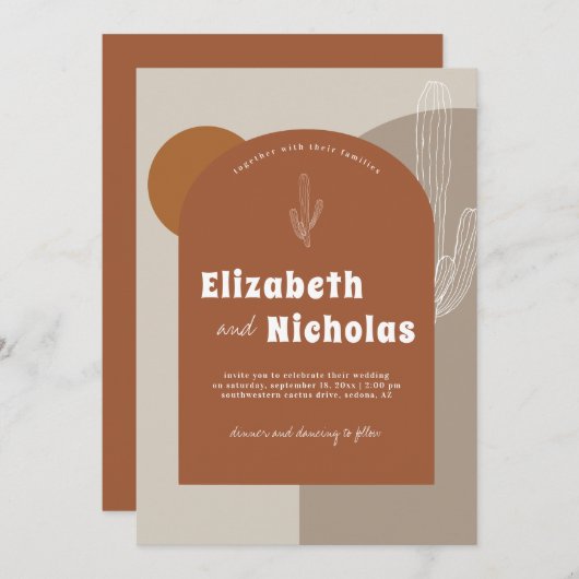 Invitation Désert de Boho minimal moderne | Terra Costa (Devant / Derrière)