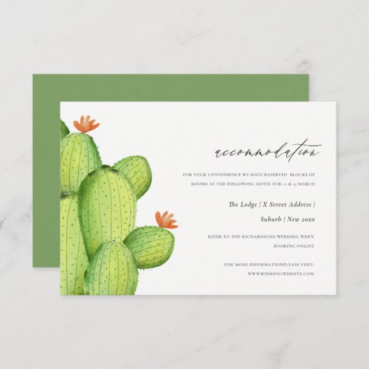 INVITATION DÉSERT DE COULEUR D'EAU CACTUS LOGEMENT FLEURS (Devant / Derrière)