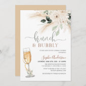 Invitation Désert de verdure Boho Herbe de Pampas Brunch & Bu (Devant / Derrière)