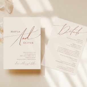 Invitation Désert de Whimsical Beige Tout en un Mariage