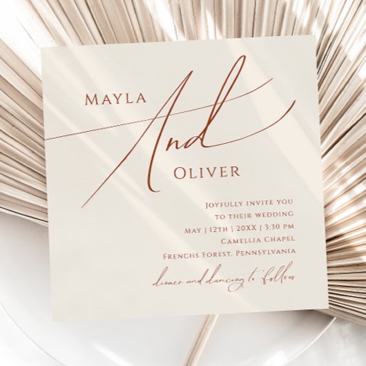 Invitation Désert de Whimsical | Mariage Carré beige