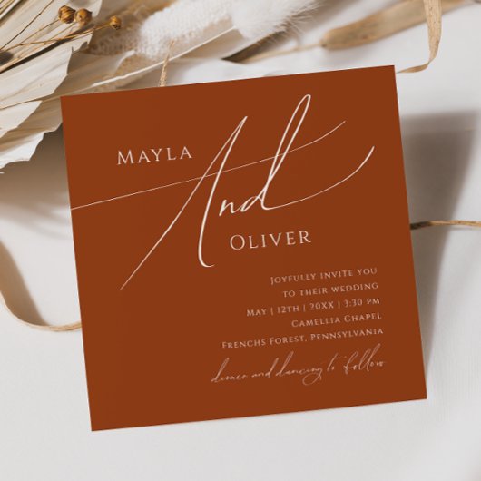 Invitation Désert de Whimsical | Mariage Carré en terre cuite