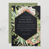 INVITATION DÉSERT D'OR NOIR SUCCULENT CACTI FOLIAGE MARIAGE (Devant / Derrière)