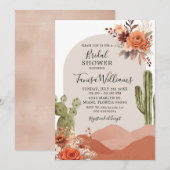 Invitation Désert du Sud-Ouest Cactus Fête des mariées floral (Devant / Derrière)