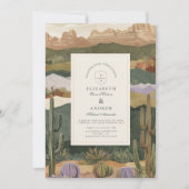 Invitation Désert du Sud-Ouest Cactus Mariage Paysage (Devant)