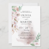 Invitation Desert Dust Pink et Sage Mariage (Devant)
