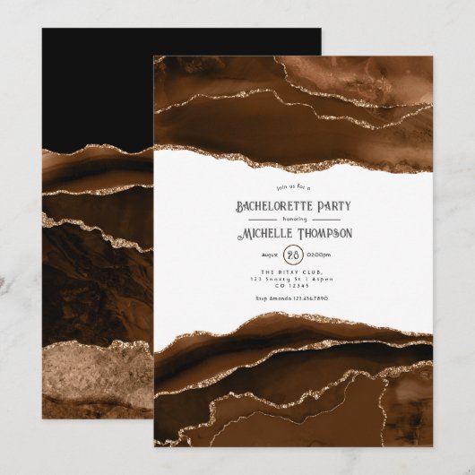 Invitation Desert Gold Watercolor Agate Bachelorette Party (Devant / Derrière)