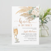Invitation Desert Green Boho Pampas Grass Brunch & Bubbly (Debout devant)