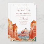 Invitation Desert Mountain Watercolor  All In One Wedding (Devant / Derrière)