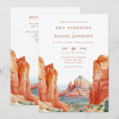 Invitation Desert Mountain Watercolor QR Code Wedding (Devant / Derrière)