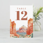 Invitation Desert Mountain Watercolor Table Number (Debout devant)