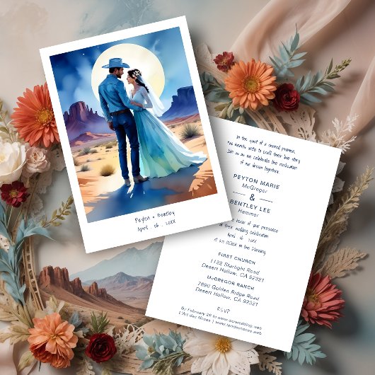 Invitation Desert Mountains Colorful landscape Wedding Cowboy