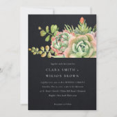 INVITATION DÉSERT NOIR SUCCULENT CACTI FOLIAGE MARIAGE BUNCH (Devant)