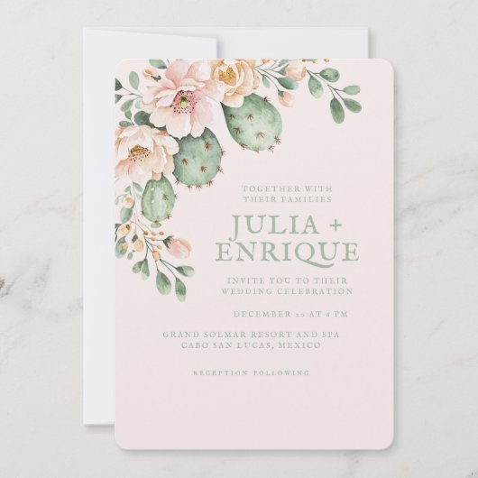 Invitation Desert Rose and Cactus Wedding (Devant)