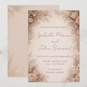 Invitation Desert Rose – Dune & Bloom Mariage (Devant / Derrière)
