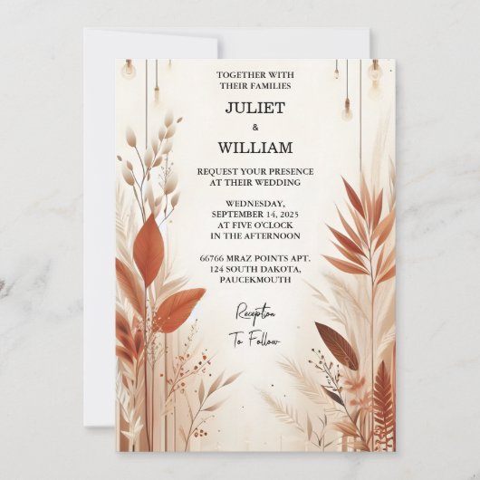 Invitation Désert Rustique Boho Automne Ombre Mariage Brown (Devant)
