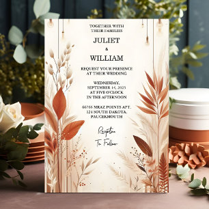 Invitation Désert Rustique Boho Automne Ombre Mariage Brown