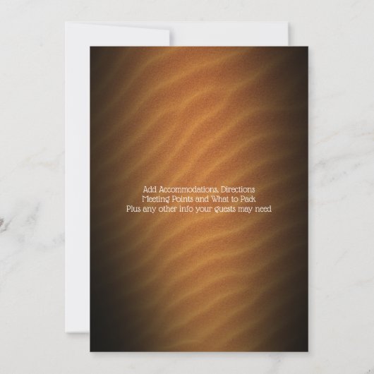 Invitation Désert sable rouge camel silhouette noir mariage (Dos)