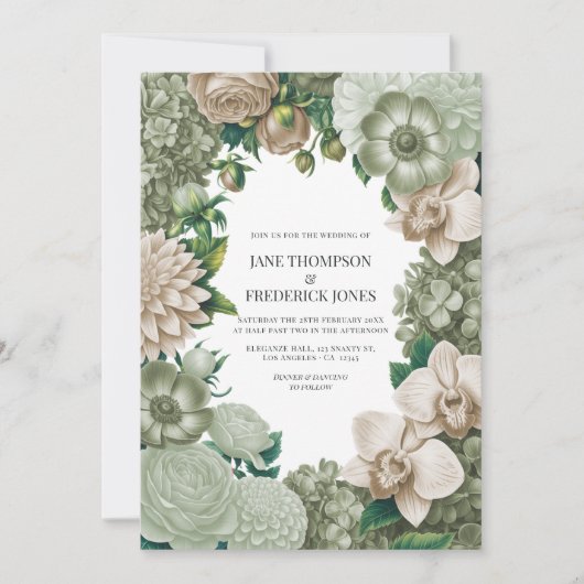 Invitation Desert Sage, Aloe Mist & Sandstone Beige Wedding (Devant)