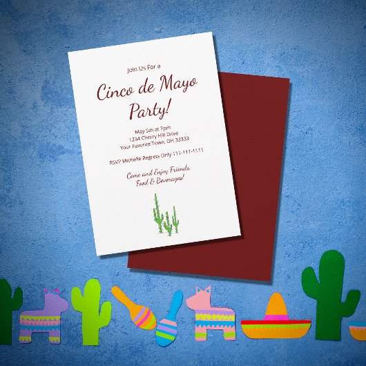 Invitation Desert Saguaro Cactus Cinco de Mayo