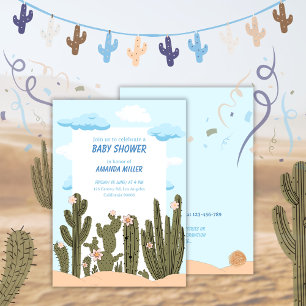 Invitation Désert sauvage avec Cactus Baby shower mignon