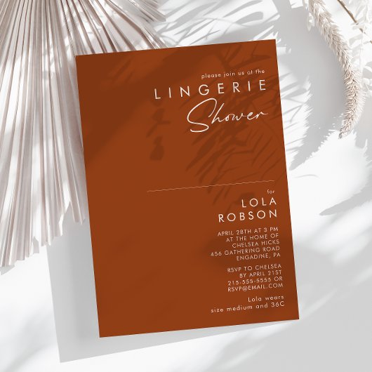 Invitation Désert simple | Douche Lingerie en terre cuite