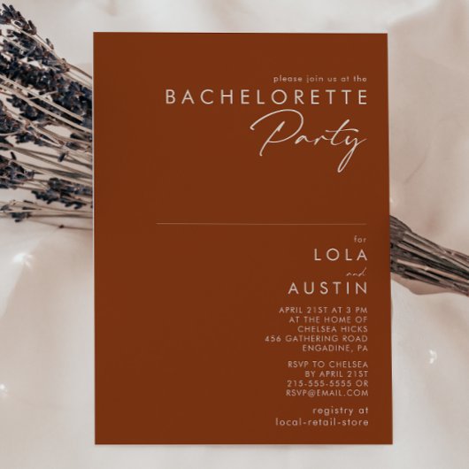 Invitation Désert simple | Terracotta Bachelorette Party
