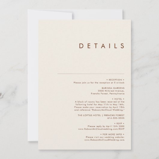 Invitation Désert simple | Terracotta tout en un Mariage (Dos)