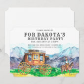 Invitation Desert Stagecoach Cowboy Fête d'anniversaire Invit (Devant / Derrière)