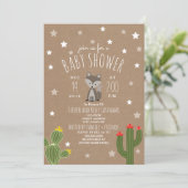 Invitation Desert Stars Wolf Pup Baby shower neutre (Debout devant)