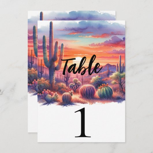 Invitation Desert Sunset Gluth Aquarelle Numéro de tableau (Devant / Derrière)