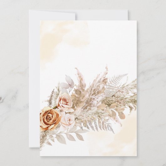 Invitation Désert Terme Automne Boho Rose Pampas Mariage  (Dos)