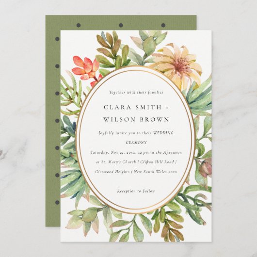 INVITATION DÉSERT VERT PEACH SUCCULENT CACTI FOLIAGE MARIAGE (Devant / Derrière)