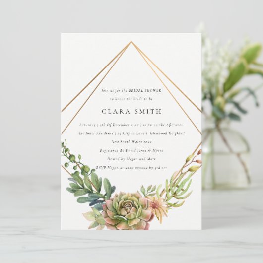 INVITATION DÉSERT VERT SUCCULENT CACTI FOLIAGE FÊTE DES MARIÉ (Debout devant)