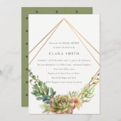 INVITATION DÉSERT VERT SUCCULENT CACTI FOLIAGE FÊTE DES MARIÉ (Devant / Derrière)