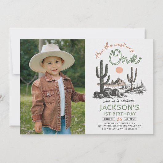 Invitation Desert Western Wild West 1ère photo d'anniversaire (Devant)