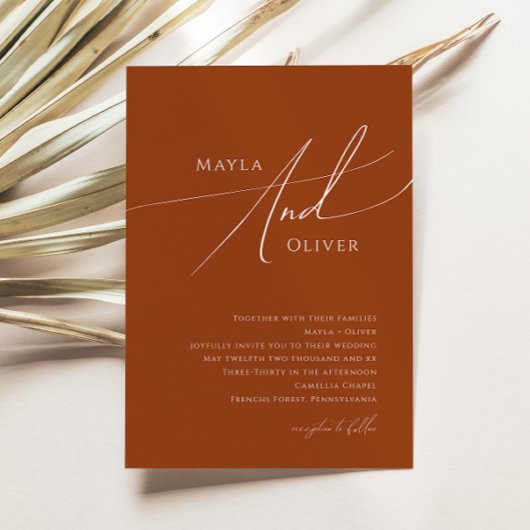 Invitation Désert Whimsical Elegant | Mariage en terre cuite