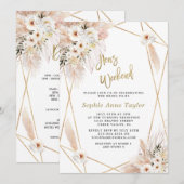 Invitation Desert White Roses Gold Hens Bachelorette Week-end (Devant / Derrière)