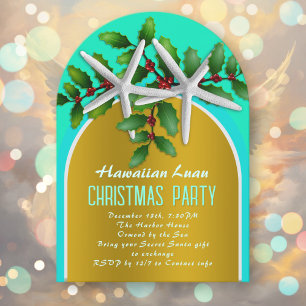 Invitation Design Arche en or de Noël Luau Starfish