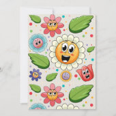 Invitation Design arrière - plan transparent avec fleurs colo (Devant)